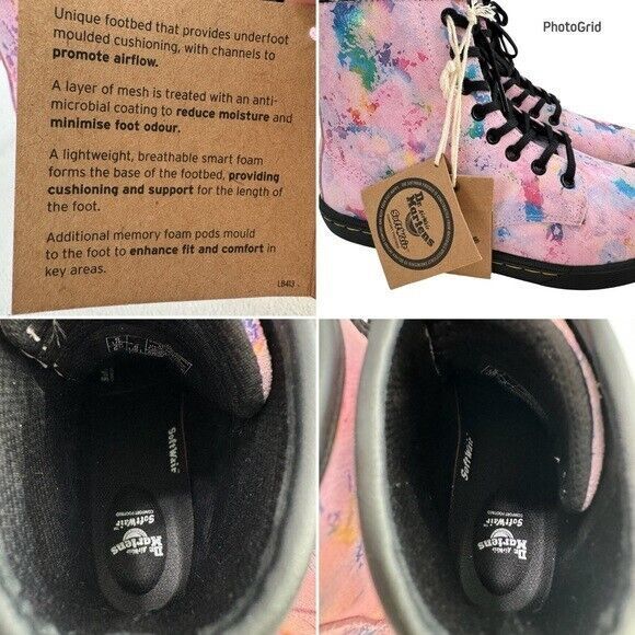Dr. Martens Sheridan Pink Confetti Suede Lace-Up Boots Women’s Size 8 NEW!! - Picture 15 of 16